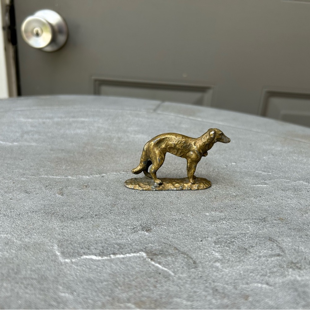 Vintage Brass Miniature Mini Hound Figurine Sculpture